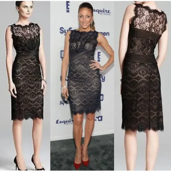 Tadashi Shoji Chantilly Lace Boatneck Sheath Midi Dress sz12 - Picture 16 of 16